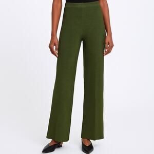 St. John Collection Green Santana Knit Pleated Pull On Straight Leg Pants Size 8